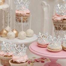 1 cái/5 cái/10 cái Vương miện vàng bạc trang trí bánh sinh nhật cho tiệc cưới sinh nhật trang trí bánh - Nhiều màu - Xem 4