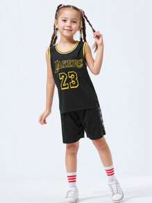 2 Peças Camisa de Basquete Personalizada para Meninos, Nº 23, Time Lakers, Uniforme de Basquete Infantil Personalizado, Regata de Verão, Conjunto de Basquete Personalizado para Meninos, Camisa de Time de Basquete Personalizada, Regata Personalizada com Texto, Camisa de Basquete para Meninos, Uniforme de Basquete Preto, Nº 23 Camisa de Basquete, Uniforme de Basquete, Uniforme de Basquete Preto, Camisa de Time de Basquete Personalizada, Conjunto Esportivo para Meninos, Uniforme Esportivo Preto, Camisa de Basquete Escolar Personalizada - Preto - Visão 6