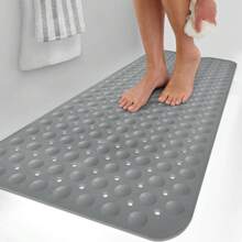 1pc Bath Mat - Lux Decor Non-Slip Durable PVC Tub Mat With Suction Cups And Drainage Holes - 40x16 Inches- For Shower And Bathtub Comfort, Roll-Up Storage, Home Decor, Back To School, Graduation Gifts-, Spring Cleaning Upgrade, Valentine's Day Spa Feel, Safety First, Quick Dry Surface, Mold Resistant, Easy Clean, Comfortable Standing, Shower Essential, Bathtub Safety, Bathroom Upgrade, Daily Use Mat, Home Basic, Family Use, Everyday Living - Xám - Xem 10