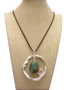 1pc Elegant Multi-Layer Round Gold Tone Necklace, Bohemian Style For Party, Vacation And Gift Jewelry, Long Black Necklace, Gift For Mother, Lover - Wax Rope - View 10