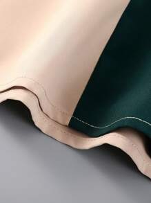 2 件男士轻便休闲装 - 拼色条纹短袖单排扣衬衫和纯色长裤，适合通勤和休闲穿着，舒适装扮 - 綠色 - 查看 7