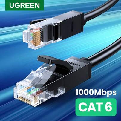 UGREEN 以太网跳线千兆 RJ45 网线 LAN 电缆连接器插头，兼容计算机、PC、路由器、调制解调器、打印机