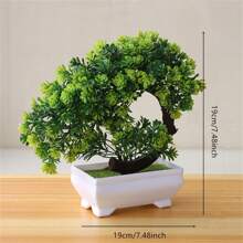 1PC Artificial Plants Bonsai Simulation Plant Potted Green Small Tree Plastic Bonsai Tree Home Office Decoration Gifts Birthday Graduation - View 3