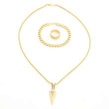 3 件套简约黑箭头吊坠项链、手链和戒指套装，男士时尚珠宝套装 - 彩色 - 查看 5