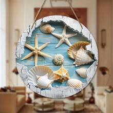 2D Charming Starfish & Shell Wooden Wall Decor - Vintage Summer Decoration, Suitable For Home, Porch, Dining Room, Bar, Wreaths, Room Decor Gifts Birthday Graduation - Multicolor - View 6