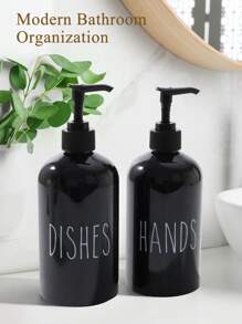 GAONLY 2Pcs Hand And Dish Soap Dispenser Set By - Kitchen Soap Dispenser Set With Tray - Bamboo Soap Dispenser For Kitchen Sink - Boho Kitchen Decor, Modern Decor (Black/White) Home Bathroom Decor Fall Decor Back To School - Black With Tray - View 4