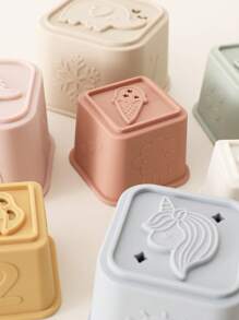 Baby Silicone Stacking Cups Set Of 8, Early Educational Baby Stackable Blocks, Silicone Toddler Stackable Toy