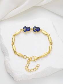 1 件优雅蓝水晶玫瑰装饰手链，适合女士，适合派对、婚礼和休闲装 - 彩色 - 查看 3