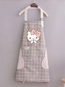 Sanrio 1pc Sanrio Cute Cartoon Simple Style Apron, Portable Kitchen Home Apron, Fresh New Waterproof And Oil-Resistant Thickened Strap Work Waist Apron.