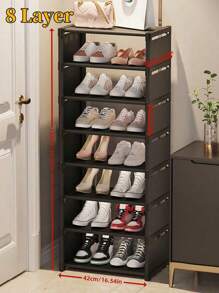 1个8层/7层双排鞋架，适用于客厅、宿舍，无需组装，家居装饰布艺鞋架，必备家居配件 - 彩色 - 查看 11