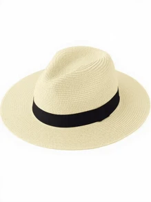 1pc Unisex Panama Style Flat Top Cowboy Hat, Fashionable Western Style - Hat - View 4