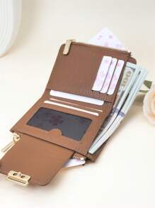 MINGYOU Women Buckle Wallet PU Soft Tree Bark Texture High-Grade Multi-Function Fashion Casual Cardholder Zip Minimalist Student Coin Purse Compact And Portable Wallet Purse Wallet Mini Wallet Small Wallet - Brown - View 7