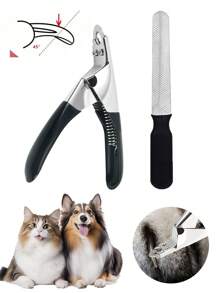 Coupe-ongles pour animaux de compagnie robuste avec protecteur et lime à ongles - Taille professionnelle en acier inoxydable pour chiens et chats, assure un découpage et un lissage précis et indolore, idéal pour une utilisation à la maison et dans un salon de toilettage