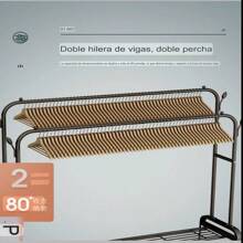 Double Reinforced Clothes Rack Storage Shelf Different Compartments - Black - View 4