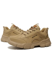 Men's Fashion Steel Toe Work Boots, 2025 Lightweight Anti-Puncture Shoes, Steel Toe Cap Boots, Crush Proof, Unisex & Plus Size Shoes, Anti-Impact Protection Shoes, Outdoor Hiking Boots - Beige - View 4