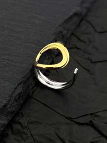 1pc 18k Gold Plated Stainless Steel Rainbow Pride Month Rings, Fashion Rings Suitable For Men, Teachers Day, Friendship Day, Everyday Wear - Contrast Color Open Ring - View 6