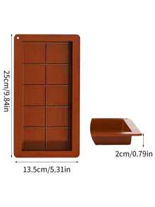 1pc Large Thick Silicone Chocolate Bar Mold, DIY Cake Baking Tool, Large Chocolate Candy Bar Mold - Dark Brown - View 5
