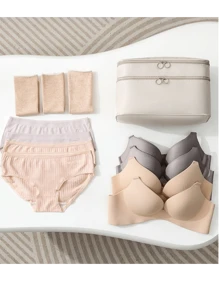 双层多功能便携式旅行胸罩和内裤收纳袋，适用于宿舍、旅行、外出旅行必需品旅行配件女性旅行必备品旅行整理器行李箱夏季海滩度假返校用品