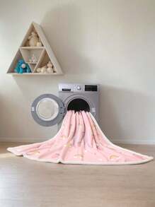 1pc Soft Cozy Plush Strawberry Rainbow Print Fleece Blanket, Suitable For Sofa, Bed, TV, Office, Home, Camping, Travel, Holiday, All Season Gift - Multicolor - View 6