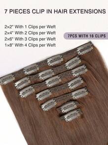 7pcs Clip-In Hair Extensions, Real Human Hair, #4 Chocolate Brown, 14-22 Inch Straight, Remy Human Hair Clip-In Extensions, Seamless Clip-In Hair Extensions - S4 - View 7