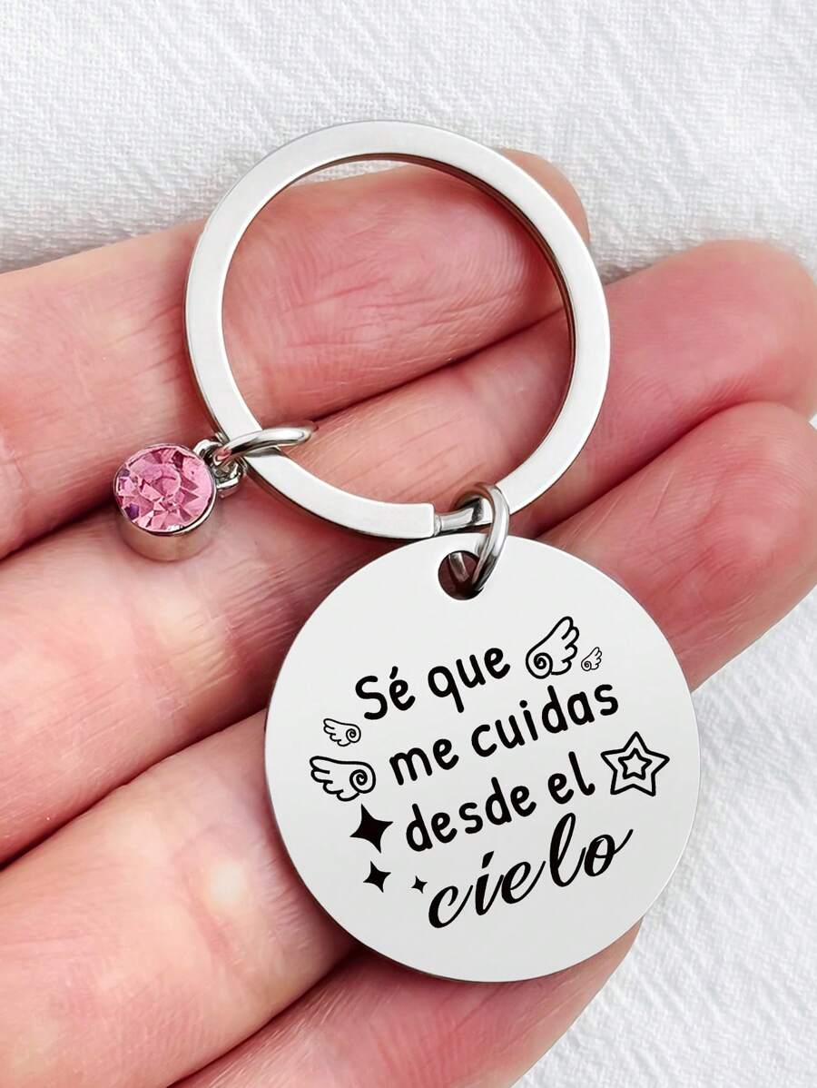 Edelstahl inspirierender Schlüsselanhänger mit spanischem Zitat als tröstende Gedenkgabe für Trauer, Metall-Erinnerungsschlüsselring, Eisen-Gedenkgeschenk als Auto-Accessoire, Taschenbaumler, Rucksack-Anhänger für Schule, süßer Gothic Y2K Taschenbaumler, Schlüsselband mit ID-Halter, Auto-Accessoire, Taschenbaumler, Weihnachtsgeschenke für Mutter, Vater, Abschluss und Lehrer - Verschiedenfarbig - Übersicht 1