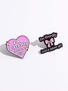 1pc "I'm Literally Just A Girl" Pink Heart Brooch, Fashion Accessory For Clothes & Bag, Gift For Friends - Pink - View 4