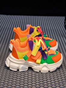 Contrast Color Running Shoes - Comfortable, Non-Slip, Durable, Suitable For Outdoor Running & Travel