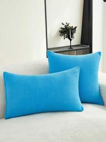 1pc Jacquard Pillowcase Sofa Cushion Cover Home Decor Protective Cover - Blue - View 5