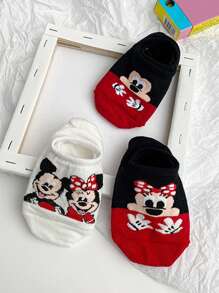 Disney 10 pares de calcetines invisibles casuales de poca profundidad con estampados aleatorios y de Minnie y Stitch, adecuados para la primavera y el verano, para mujeres
