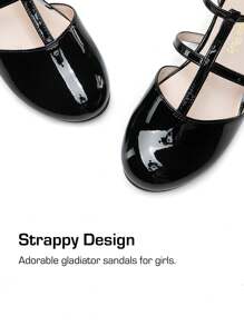 Girls Dress Shoes Mary Jane Flats For Little Girls Party Shoes With T Strap - 黑色 - 查看 9
