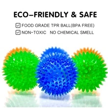 1 件吱吱作响的狗玩具球（6 种颜色），小型/中型/大型犬咀嚼玩具，攻击性咀嚼牙齿清洁玩具
