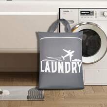 1 件旅行用洗衣袋带手柄和拉链口袋悬挂式洗衣篮耐用可折叠可洗适用于脏衣服大学宿舍健身房海滩泳池泳衣