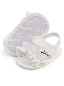 Infant Girls Summer Sandals Princess Dress Wedding Flats Shoes Newborn Toddler Soft Non-Slip Sole First Walker Crib Shoes White Gift Infant Shoes Are A Very Popular Choice For Infant Gifts, Often Symbolizing Purity, Cuteness, And The Beginning Of A New Life - White - View 7