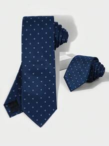 1 pieza Corbata formal para hombre de 7 cm (2,75 pulgadas) con estampado floral azul de lunares, para boda y negocios, de poliéster jacquard de alta calidad, corbata casual de poliéster, para todas las estaciones