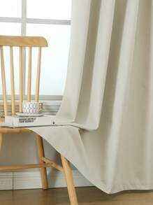 VEHEDE 2 Pcs Light Beige Curtains With Eyelets Thermal Curtains Opaque Curtain Black Opaque Blackout Curtain For Bedroom - Hellbeige - View 3