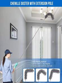 4pcs/8pcs, Microfiber Dusters With Extension Pole, Retractable Dust Removal Brush, Bendable Head Microfiber Dusting Brush, Reusable Washable Ceiling Fan Duster For High Ceilings, Furniture, Car, Cleaning Supplies, Cleaning Tool, Christmas Gift