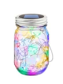 梅森罐太阳能瓶灯 LED 串仙女灯花彩适用于花园婚礼装饰花环挂灯防水，户外花园照明适用于小路、庭院、露台 - 彩色 - 查看 12