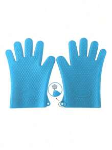 烤箱手套硅胶耐热手套，防水防滑厨房烘焙烹饪烧烤微波炉手套 - 彩色 - 查看 6