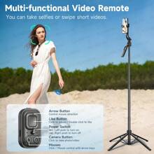 Tripé com Rastreamento Facial Automático para Smartphones, Bastão Selfie Bluetooth Retrátil 3 em 1 de Alumínio, Tripé para Telefone com Rotação de 360°, Controle Remoto Sem Fio e Suporte para Telefone, Bastão Selfie Tripé para iPhone 16/15/14/13/12 Pro, Android, Preto