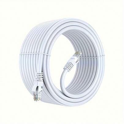 0.5~50米 Cat 6 以太网线，白色，高速互联网线缆，支持 PoE 千兆供电，Cat6/Cat5e/Cat5 线缆，柔性网线，RJ45 跳线
