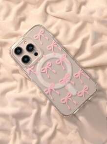 蝴蝶结亲肤磁吸手机壳，兼容 17 Pro Max/16/15/14/13/12/11、S25U、S24U、S23U、A16、A15、A35、A36，保护套 - 粉色 - 查看 3