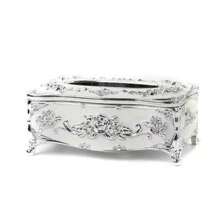 European Tissue Box, High-End Hotel Restaurant Napkin Extraction Box, Kitchen And Living Room Tabletop Tissue Storage Box - B-銀白色 - 查看 2