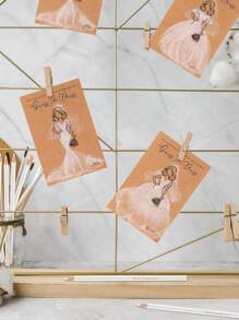 20pcs/Set The Dress" Bridal Shower Game Set - 10 Cards & White Pencils Included, Perfect For Wedding Party Decorations & Fun Guest Interaction - Multicolor - View 7