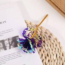 1pc 24K金箔玫瑰仿真花彩金花礼盒节日礼物活动小礼物氛围装饰