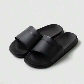 Men's Simple Slippers, Indoor Home Quiet Slippers, Anti-Slip Bathroom Men's House Slippers, Couple Solid Color Strap Sandals, Summer