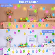 1 st. LED-lichtsnoer in de vorm van een glitterei, decoratieve verlichting voor Pasen, etalage, festivalviering, feest, huis, bar, winkelcentrum, slaapkamer, cadeau (batterij niet inbegrepen)