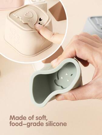 Juego de 8 tazas apilables de silicona para bebés, bloques apilables educativos tempranos para bebés, juguete apilable de silicona para niños pequeños