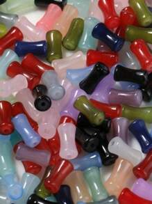 50 件小竹节珠，DIY 手链项链配件，玻璃和玉石仿竹珠