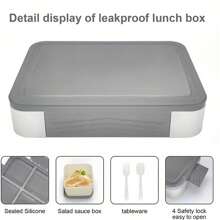 1 个午餐盒 - 4.8 杯大号便当盒，带 2 个隔层、4 个隔板、防漏、便携式手柄、可放入微波炉/洗碗机，适用于学校、工作、旅行、厨房、派对、母亲节礼物 - 彩色 - 查看 5