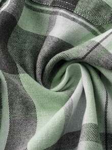 Women's Brushed Plaid Pocket Cuff Polyester Casual Shirt, Collegiate Style For Commute & Weekend, Turndown Collar, Autumn/Winter - Green - View 5